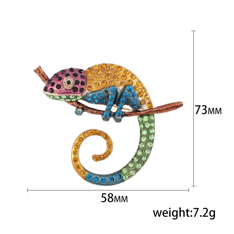 Rhinestone Chameleon Brooch for Women Unisex Enamel Lizard Pin Banquet Party Backpack Gifts Jewelry Accessories