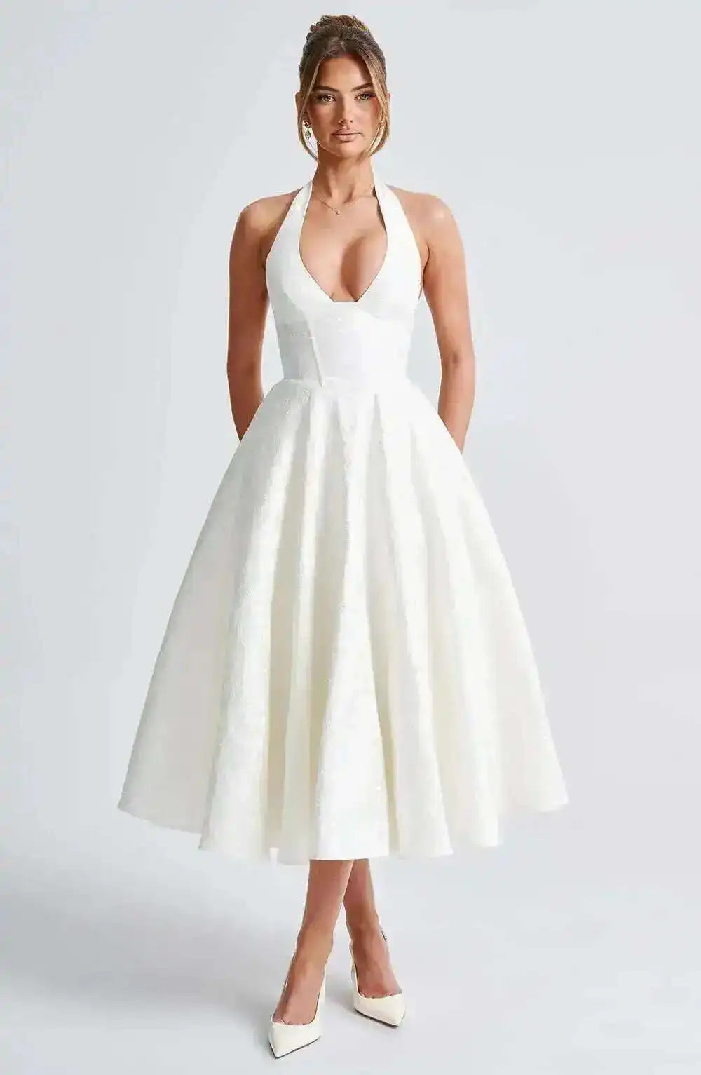 Giyu Club Evening Party Dresses Women 2025 Summer Sexy Bow Halter Long Dress Elegant Jacquard Lace Up Backless Birthday Robe