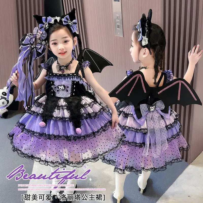 Halloween Sanrio Cosplay Princess Dress Kuromi Lolita Christmas Children's Costume Dresses Puffy Skirt Suit Cute Girls Dress