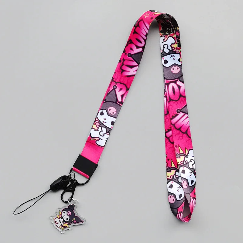 Cute Sanrio Characters Cosplay Accessories Cartoon Neck Strap Lanyard with Phone Strap and Card Holder