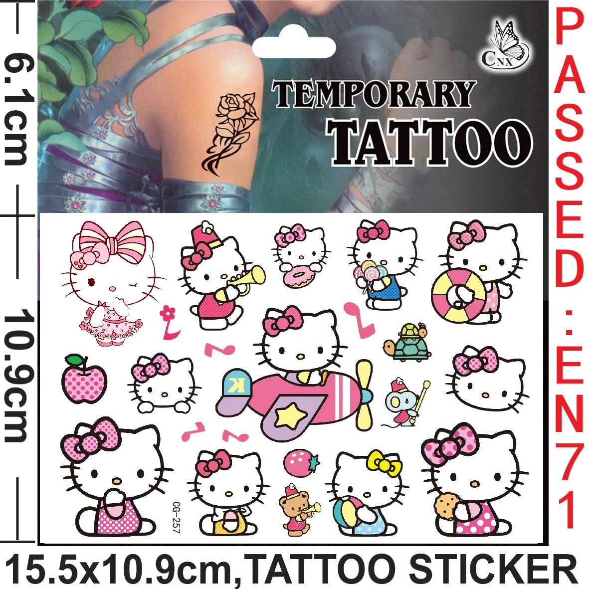 Sanrio series Tattoo Stickers Waterproof Cute Sticker Anime Birthday Party Supplies Decoration For Kids Women Men Gift