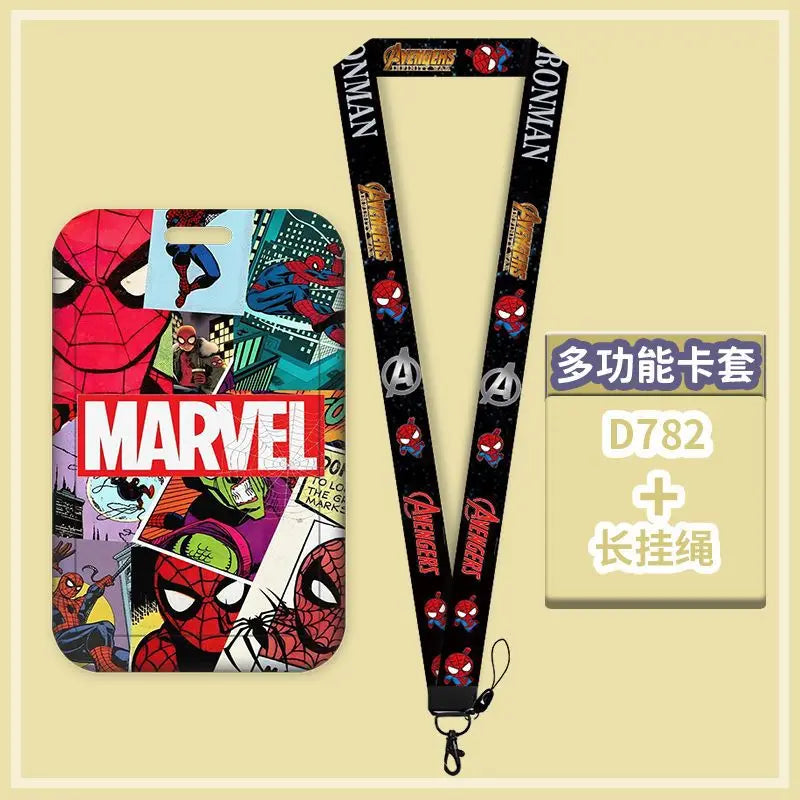 Cartoon Disney Marvel Spiderman Card Sleeve Cartoon Lanyard ID Bus Card Work Permit protect Sleeve Cute Student Stationery Gift