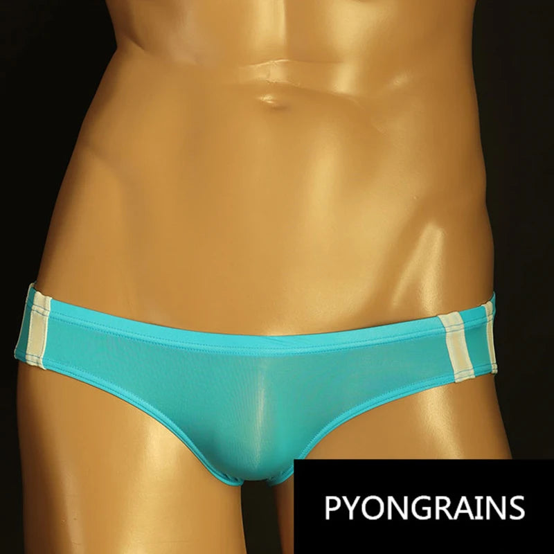 Sexy Men's T Pants Thin Breathable High Elasticity Bikini Ice Silk Men's Thong U Convex Antibacterial jockstrap thongs