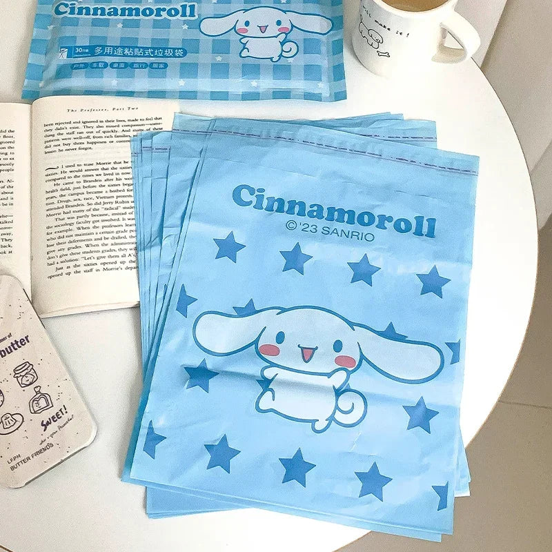 Sanrio Multi purpose Adhesive Garbage Bag Hello Kitty Cinnamoroll Portable Household Dormitory Desktop Disposable Sanitary Bag