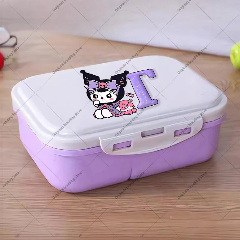 Kuromi 26 Letters Lunch Box Kawaii Girl Portable Bento Rice Boxs Student Hermetic Food Crisper Single Layer Capacity Kids Gift