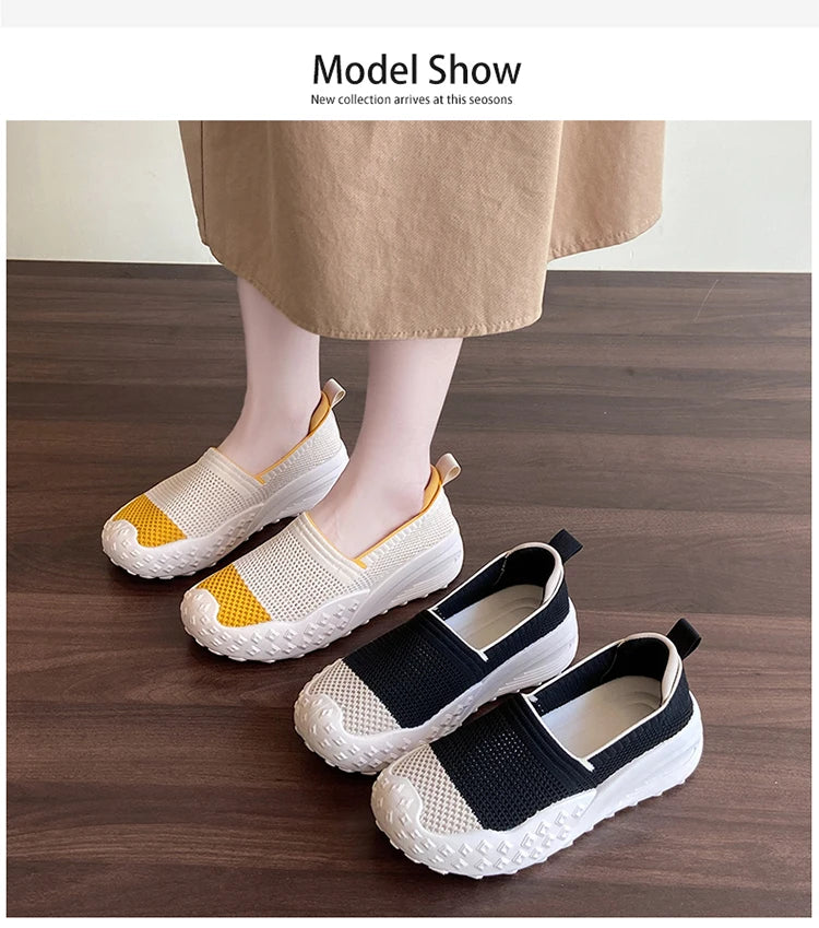 Knit Loafers for Women Mesh Comfortable Slip On Casual Breathable Outdoor Walking Shoes Ladies Lightweight Sneakers