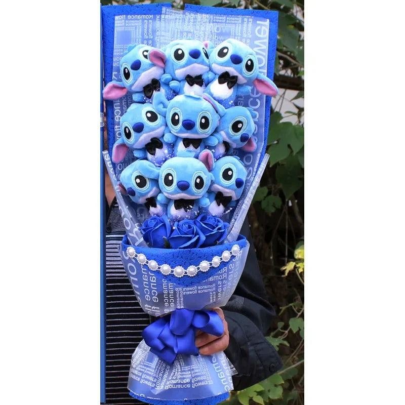 Disney Mickey Minnie Mouse Flower Bouquet Cartoon Lilo Stitch Donald Duck Daisy Plush Toy Doll Bouquet Birthday Valentine Gift