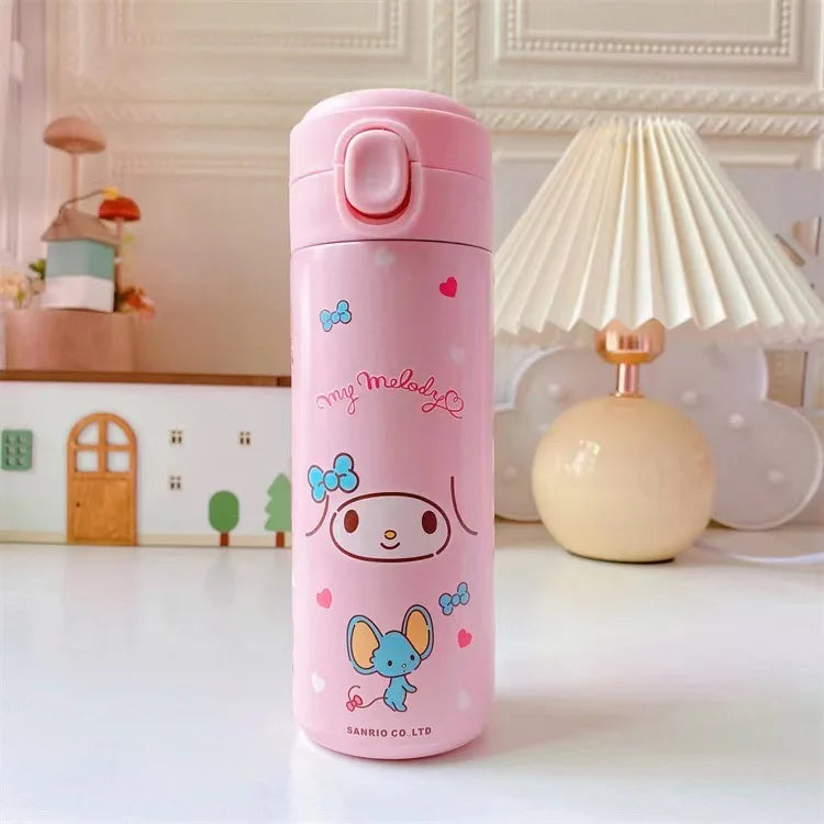 Sanrio 304 Stainless Steel Vacuum Cup Kawaii Anime Thermos Cute Cartoon Mymelody Kuromi Cinnamoroll Bomb Lid Straight Drink Cup