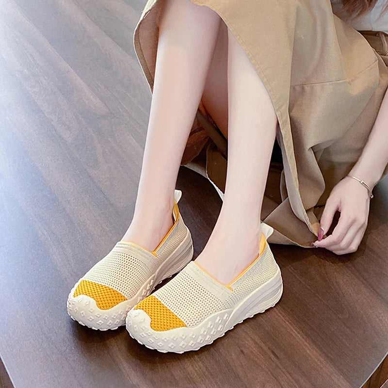 Knit Loafers for Women Mesh Comfortable Slip On Casual Breathable Outdoor Walking Shoes Ladies Lightweight Sneakers