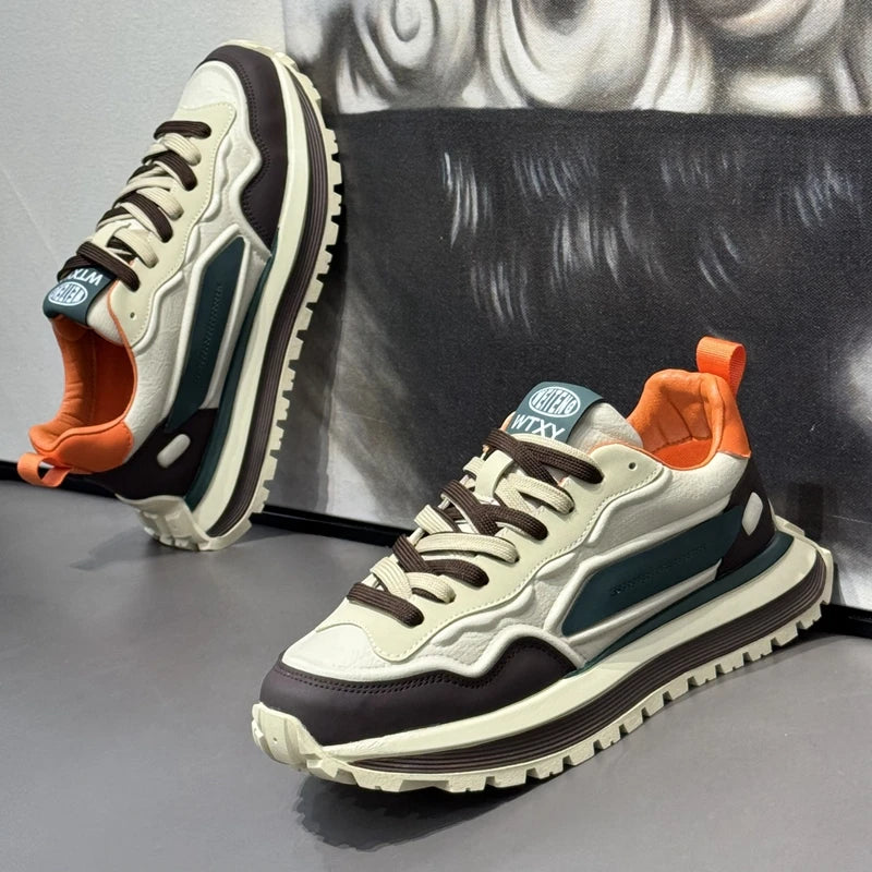 メンズスニーカーシューズ、男性用プラットフォームスポーツシューズ、スポーツとレジャー、カジュアルスニーカー、滑り止め、ファッション、耐摩耗性、ローファー