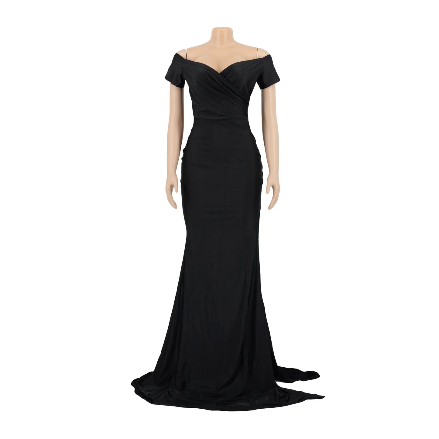 2024Sold Maxi Elegant Luxury Designer Party Dresses Women Off Shoulder Evening Dress Mermaid V-Neck Pleated Backless Long Dress