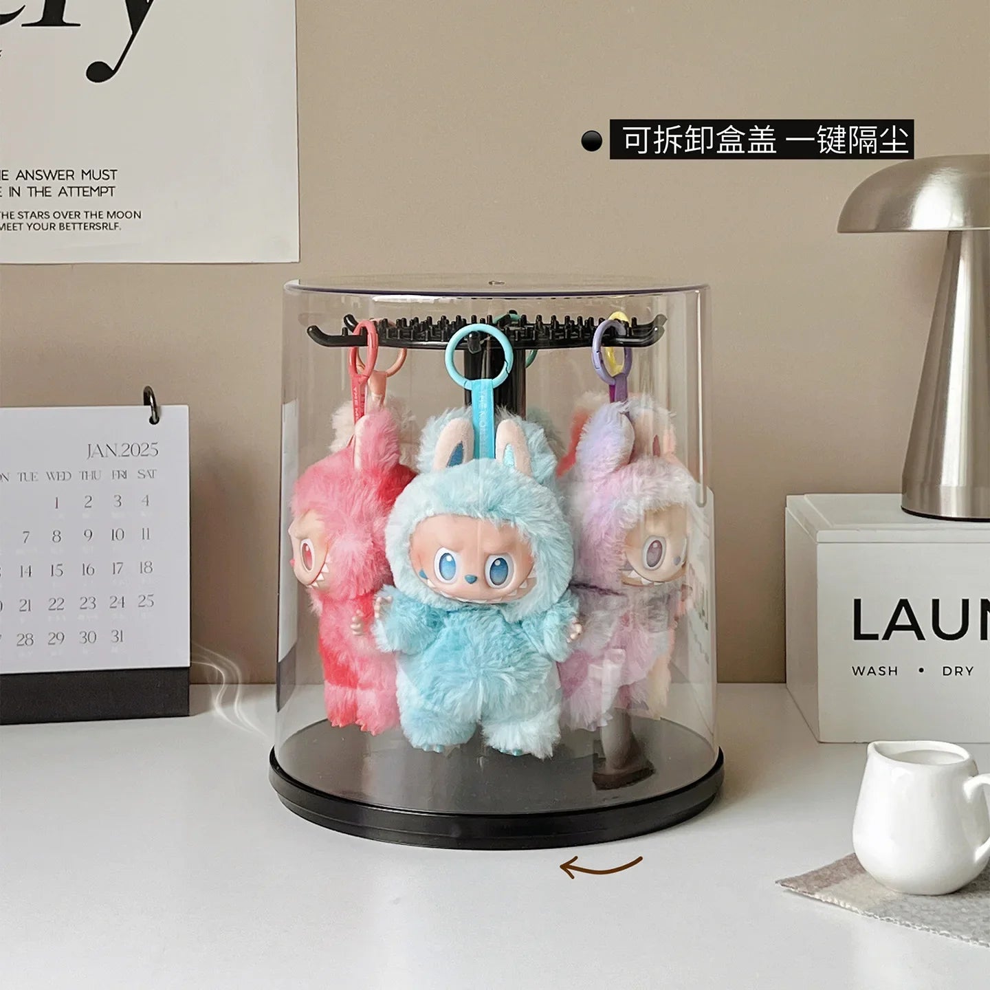 2024 new labubu pendant display box rotating transparent labubu plush doll figure blind box storage display stand girl gifts
