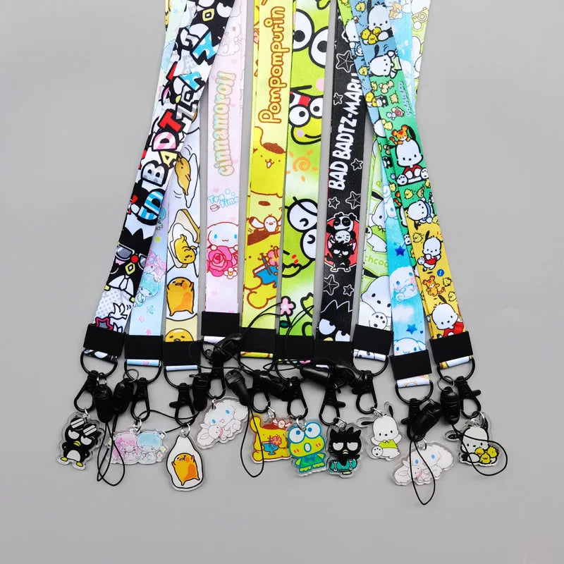Cute Sanrio Characters Cosplay Accessories Cartoon Neck Strap Lanyard with Phone Strap and Card Holder