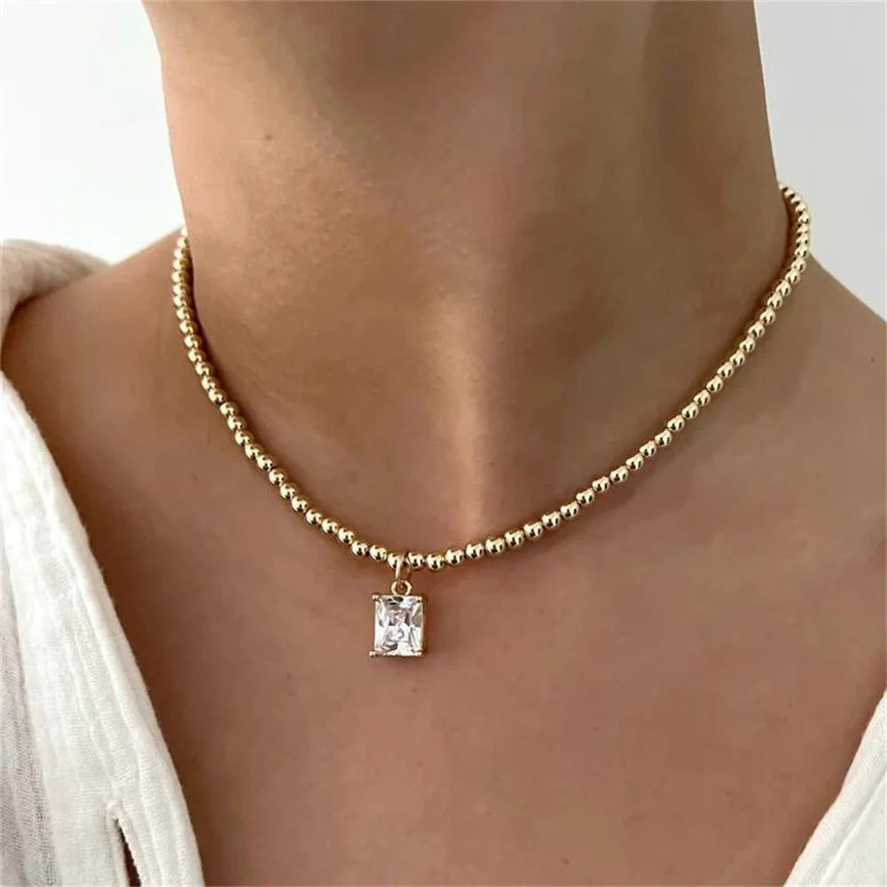 Boho Fashion Multilayer Gold-plate Artificial Pearl Crystal Chain Necklace For Women Female Vintage Star Sequin Pendant Jewelry