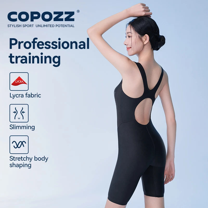 COPOZZ レディース ワンピース水着 無地 ノースリーブ くり抜き Vネック 夏 女性用 水泳 スポーツ 大人用 スリム 水着 ビーチ