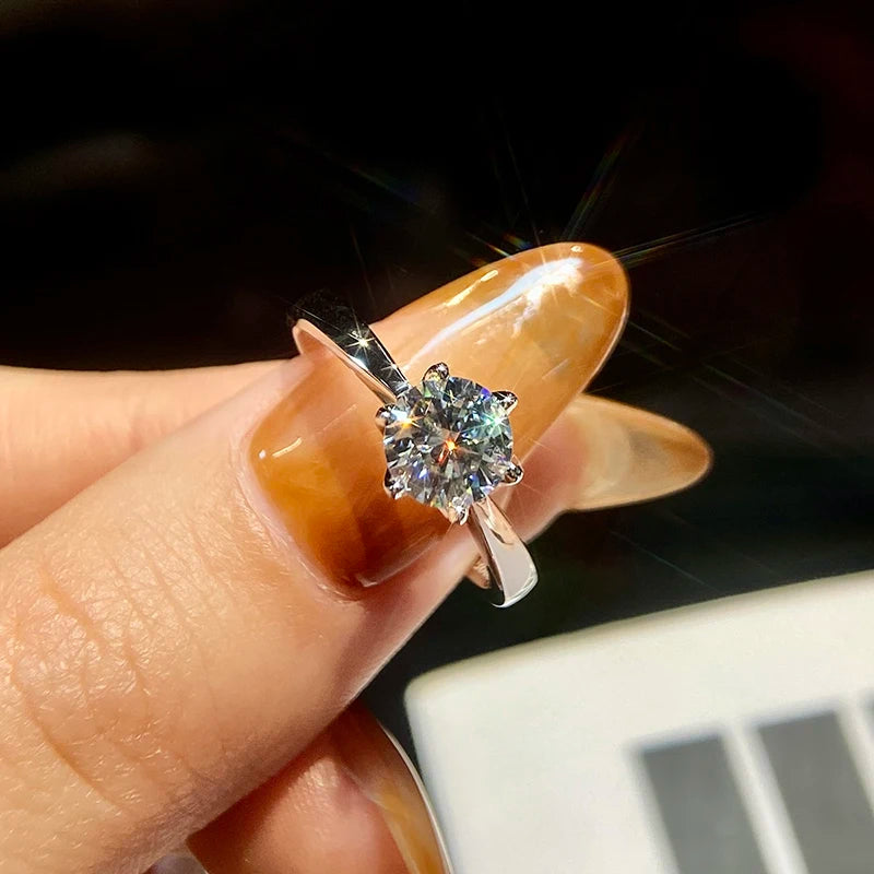 KNB 0.5-2ct Real Moissanite Ring Engagement Wedding Diamond Rings for Women 925 Sterling Silver High Quality Luxury Jewelry