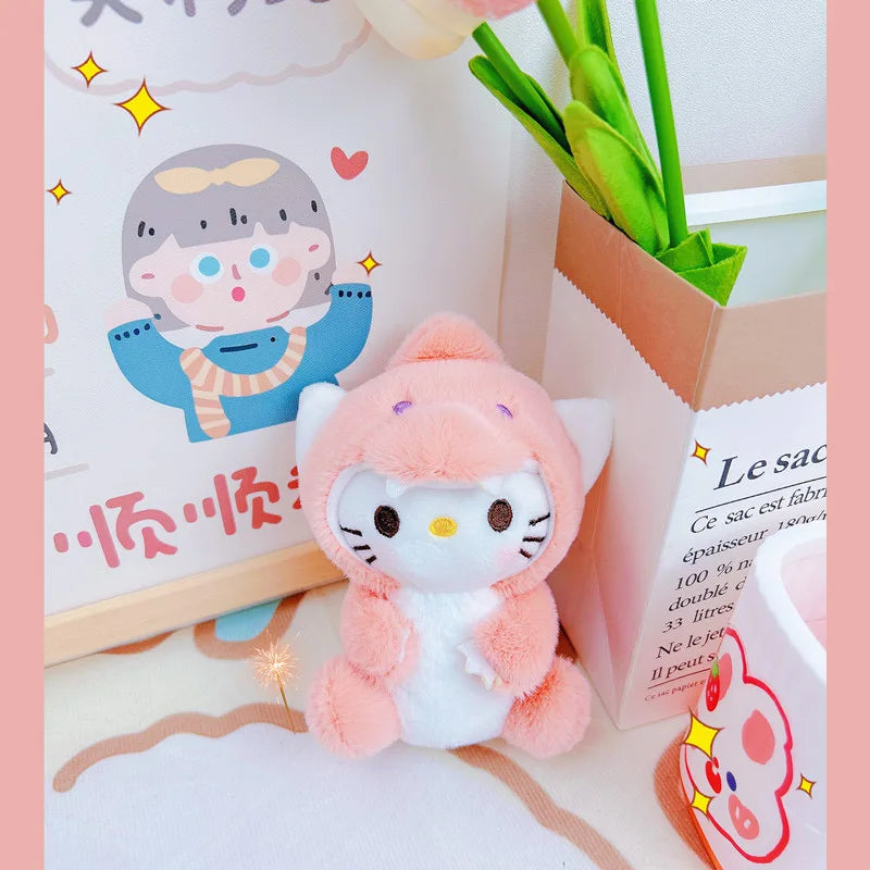 Sanrio Hello Kitty Plush Doll Keychain Pendant Cartoon Kt Cat Stuffed Plushies Key Ring Bag Accessories Girls Gift Kids Toys