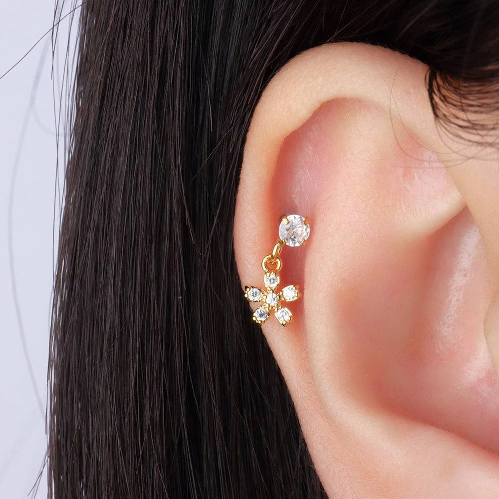 Aide 925 Sterling Silver 1pc Geometry Multi Piercing Stud Earrings For Women K Gold Simple Elegant Tassel Jewelry Gift Pendiente
