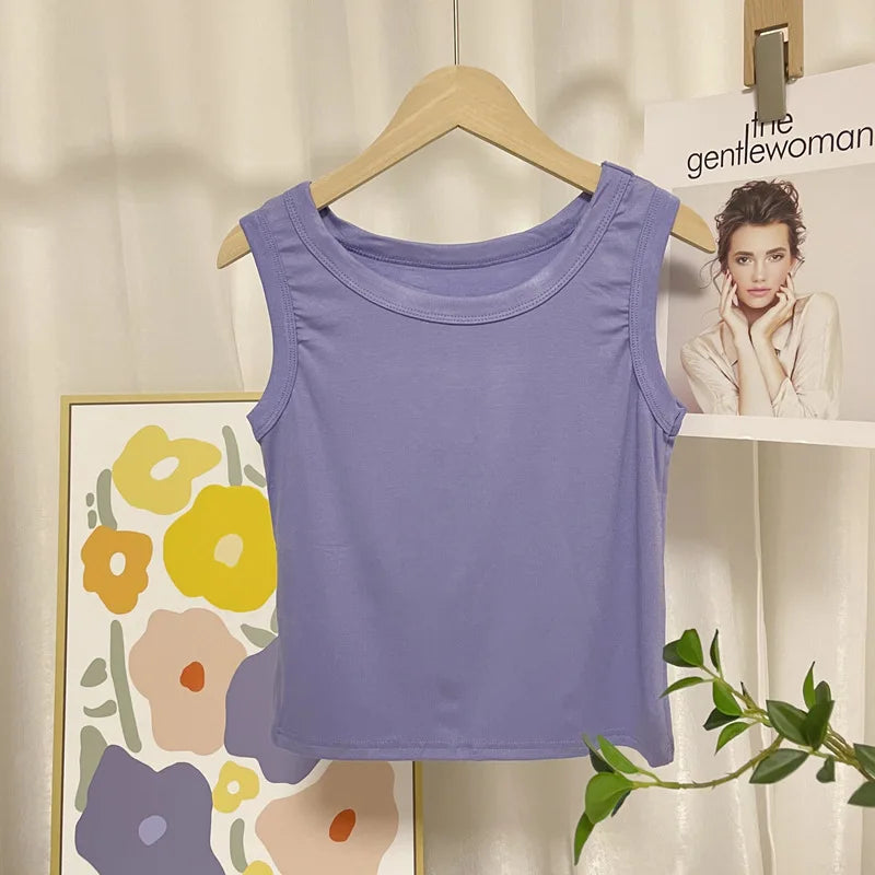 I-Shaped Tank Women Inner Outer Wear Sleeveless Bottoming Shirt Summer Thread Vest Slim-Fit Cover Supernumerary Breast Tops