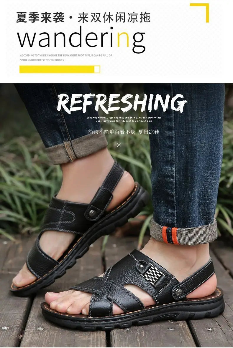 2025 New Men's Sandals for Men's Summer, Dual use for Cooling, Soft soled Exterior, Middle aged, Dad's Shoes, Elderly Shoes