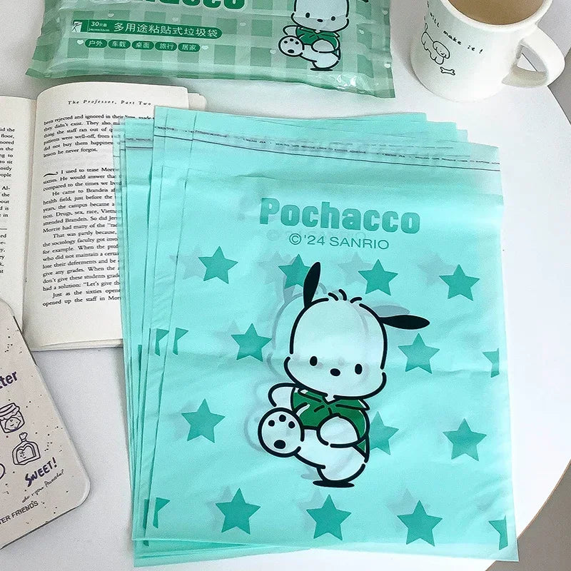 Sanrio Multi purpose Adhesive Garbage Bag Hello Kitty Cinnamoroll Portable Household Dormitory Desktop Disposable Sanitary Bag