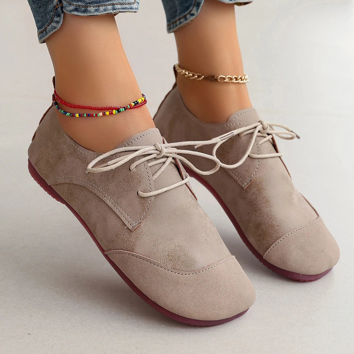Woman Flats Shoes Loafers Fashion Casual Sports Sneakers Trend Brand Women's Fashion Dress Shoes New Lace Up Femme Zapatos