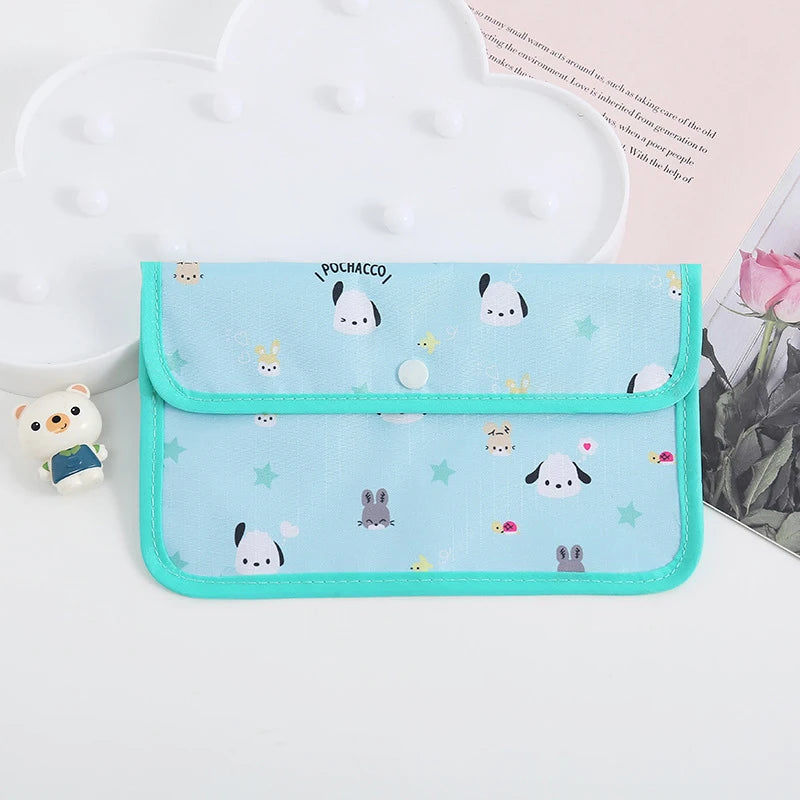 Sanrio Kuromi Waterproof Mask Storage Bag Melody Portable Small Item Storage Bag Cosmetic Bag Oxford Cloth Receipt Bag