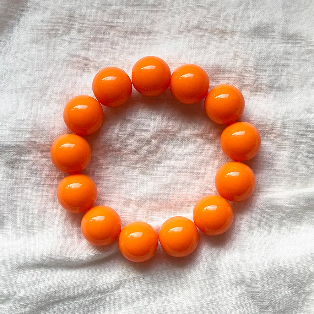 Cute Sweet Colorful Acrylic Big Bead Chunky Bracelet Fluorescent Hand Beaded Simple Bangles Summer Spring Jewelry Accessories