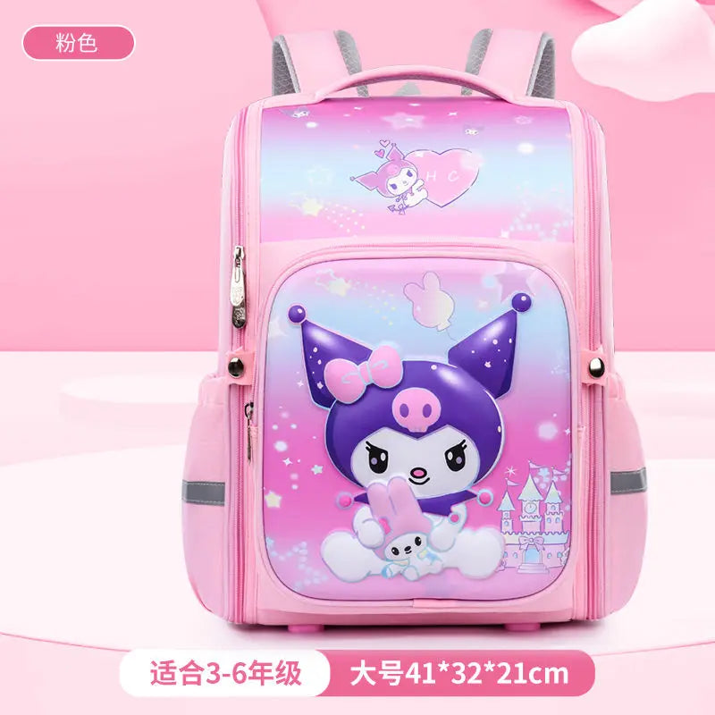 Sanrio Kuromi Melody Kt Primary School Students Girl Boy Children School Bag Large Capacity Backpack Cute Animation Pattern