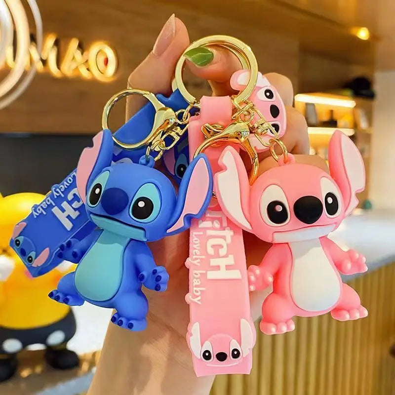 Anime Disney Lilo & Stitch Keychain Cartoon Stitch Toys Keychian Pendant Sweet Keychians Women Car Keyring Girl Birthday Gift