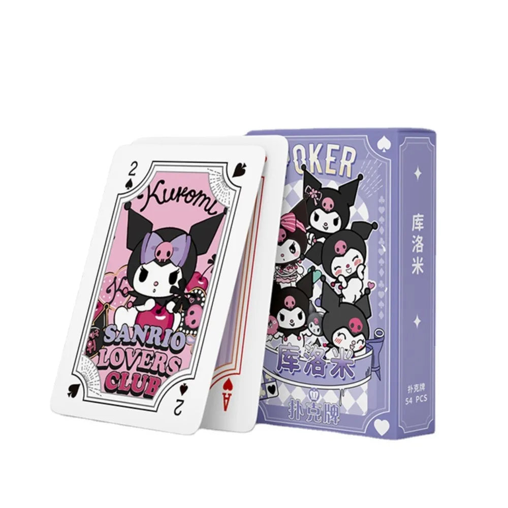 Hello Kitty Poker Cards Cartoon Fun Kuromi Cinnamoroll Melody Kid Sanrio Kawaii Playing Card Board Game Toy Deck Card Collection