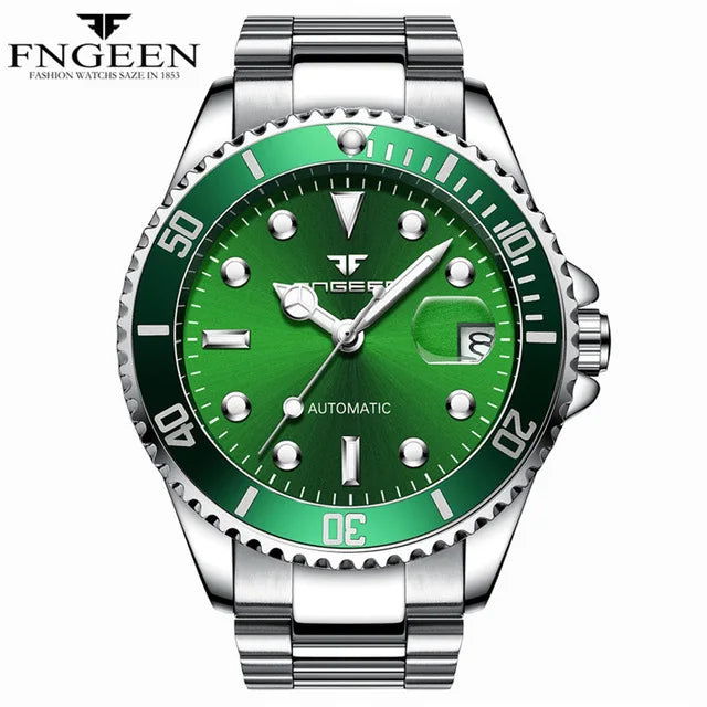 2025 FNGEEN 9001 Luxury Brand Men Watch Steel Tourbillon Skeleton Mechanical Watches Luminous Automatic Date Diamond Wristwatch