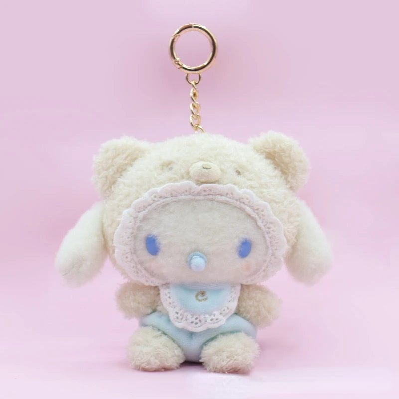 New Sanrio Latte Bear Kuromi My Melody Cinnamoroll Pacifier Baby Cute Plush Doll Pendant Ornament Gift Women's Bag Pendant