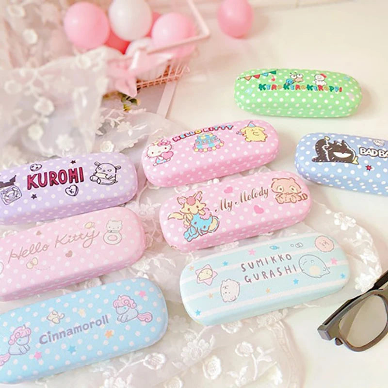 Cartoon Stitch Hello Kitty Glasses Case Children Students Anti Drop Glasses Storage Box Princess Series Pattern Protective Case