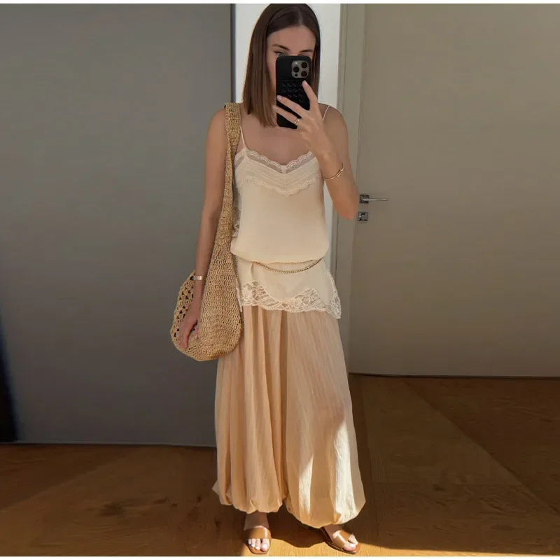 Elegant Stain Lace Tank Women Sleeveless Backless Tube Top Solid Lady Tanks 2025 Fashion Summer Female Strap Outwear