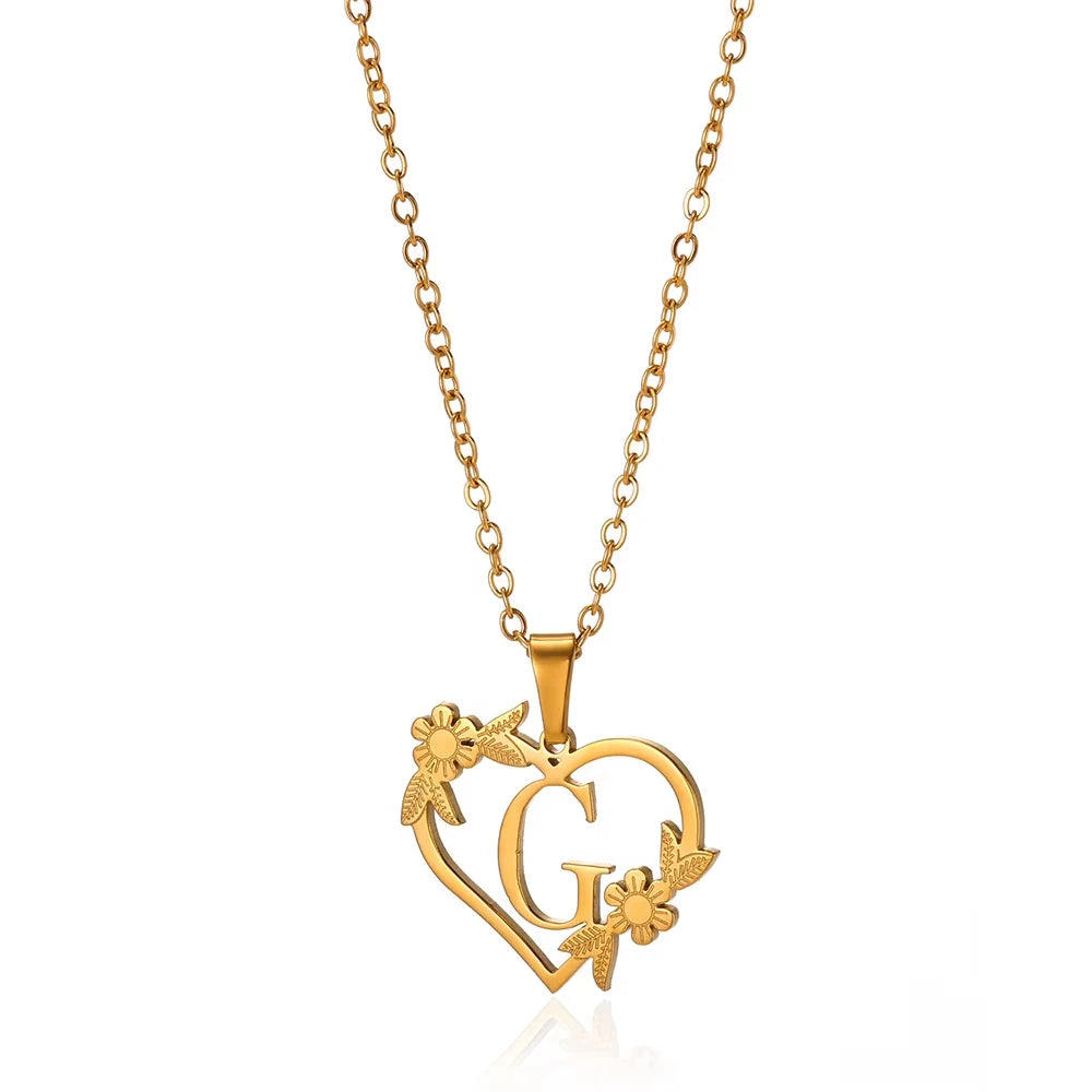 Initial Letter Stainless Steel Pendant Necklace for Women Fashion Gold Color Chain A-Z Alphabet Clavicle Necklaces Jewelry Gift
