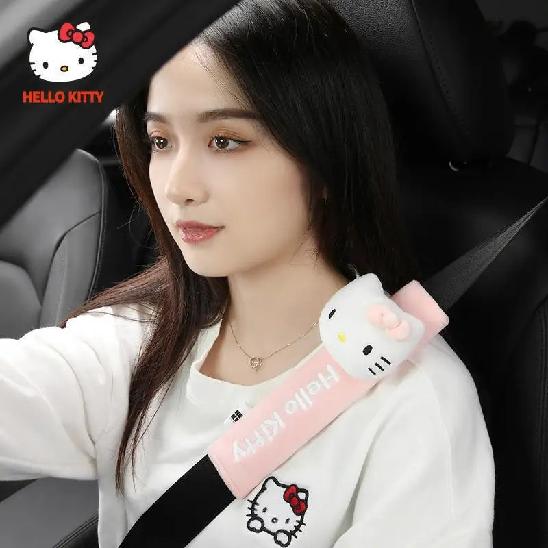 Sanrio Car Child Safety Belts, Seat Shoulder Pads, Anchors, Seat Belt Protectors, Anti-Pinch Neck Hello Kitty Car Accessories