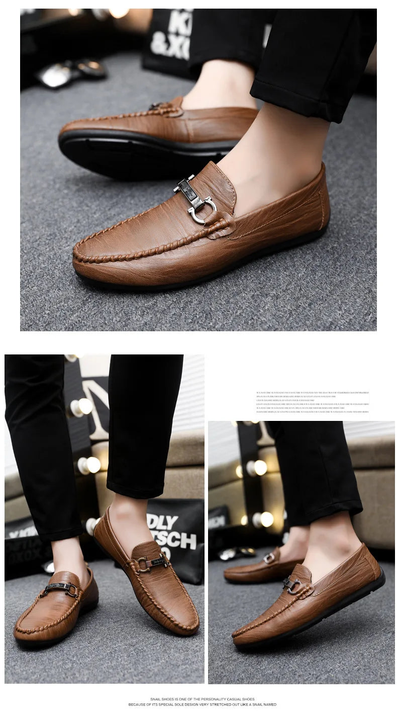Men Loafers Shoes for Men Luxury Business Dress Shoes Comfy Slip-on Drive Moccasins Footwear Male Brand Leather Boat Shoes Men