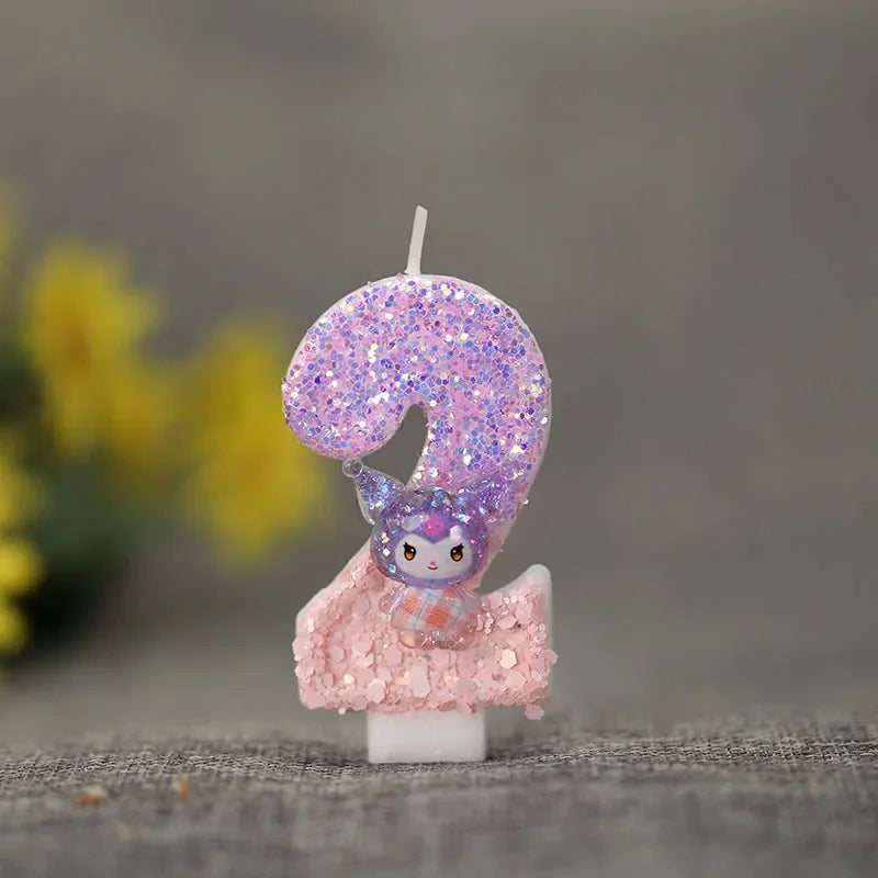 Kuromi Digit 0-9 Candle Sanrio Anime Birthday Decoration Baby Shower Gender Reveal Anniversary Cake Topper Party Supplies Gift
