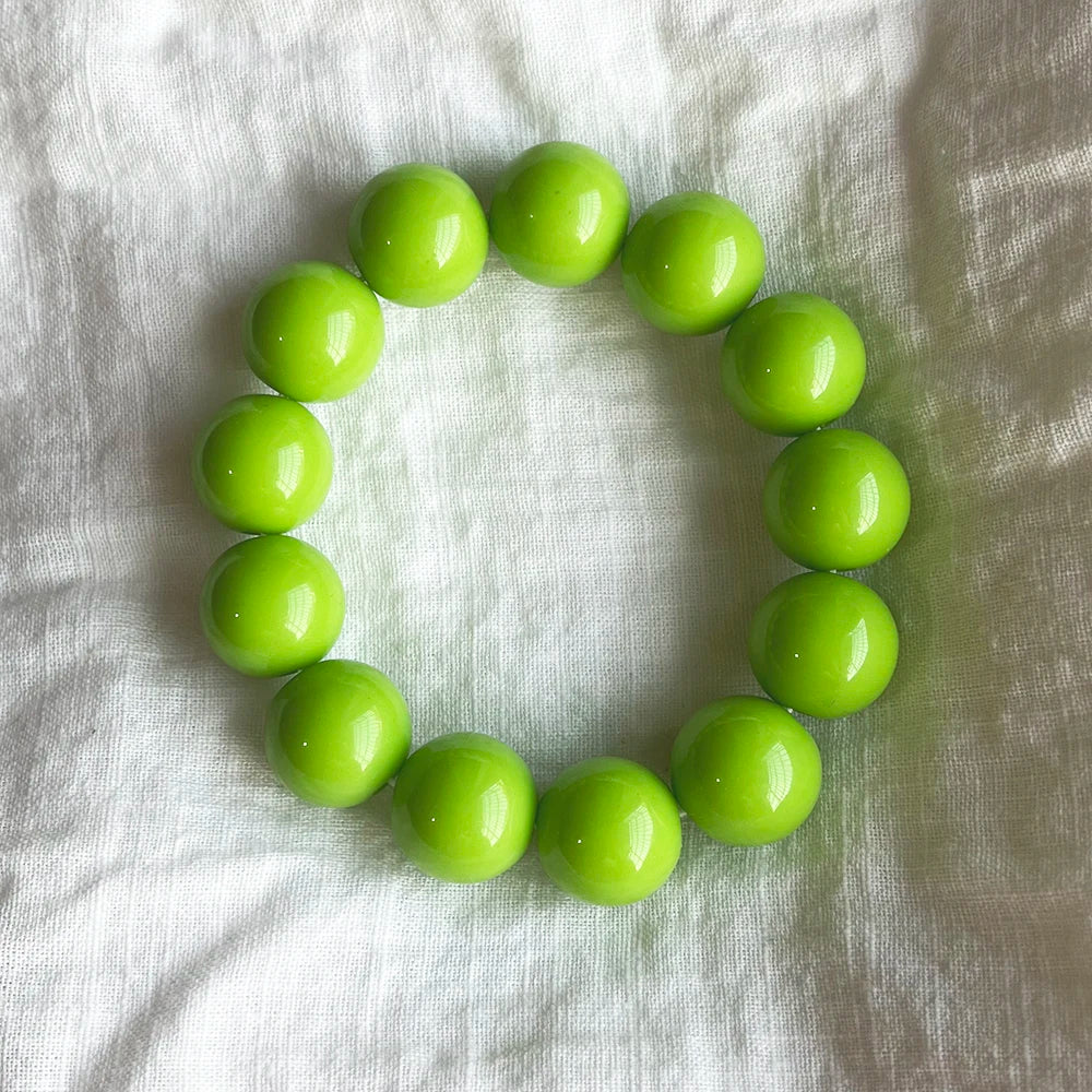 Cute Sweet Colorful Acrylic Big Bead Chunky Bracelet Fluorescent Hand Beaded Simple Bangles Summer Spring Jewelry Accessories