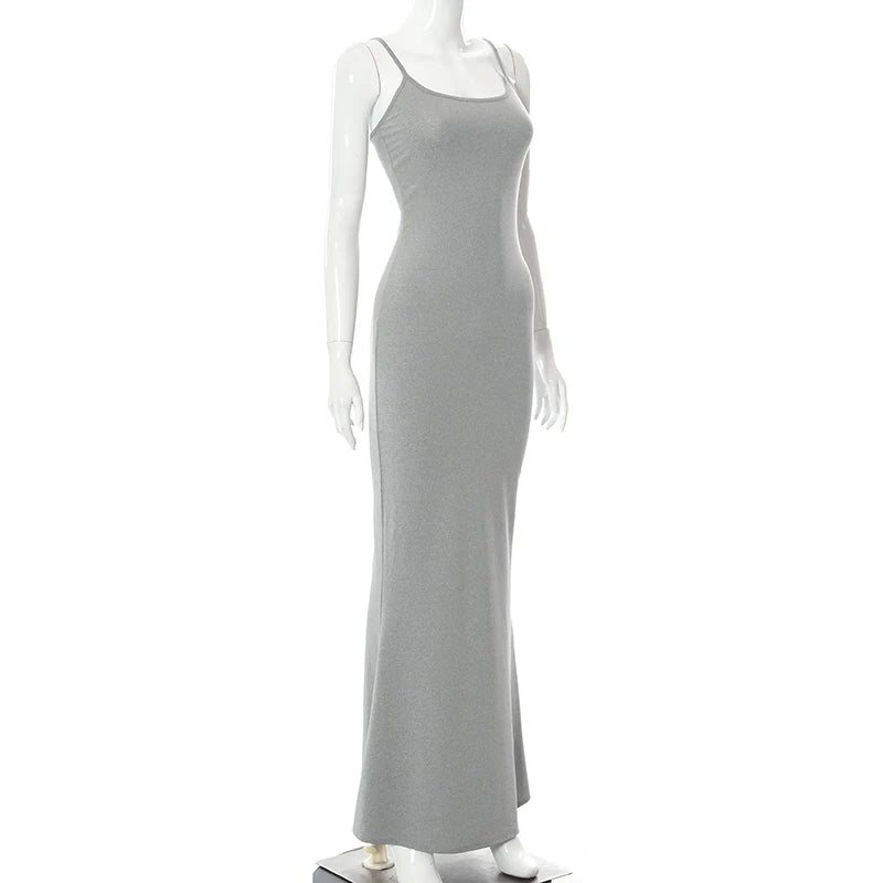 Elegant Bodycon Maxi Dress Women Summer 2024 Sleeveless Backless Sexy Outfits Party Club Sundress Black Birthday Dresses Clothes