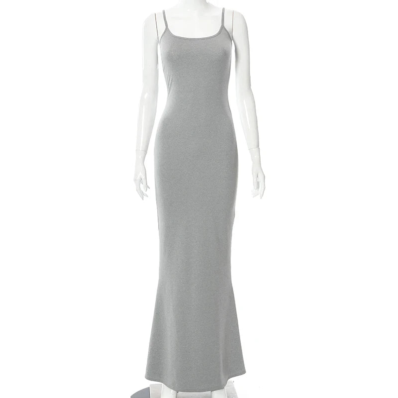 Elegant Bodycon Maxi Dress Women Summer 2024 Sleeveless Backless Sexy Outfits Party Club Sundress Black Birthday Dresses Clothes