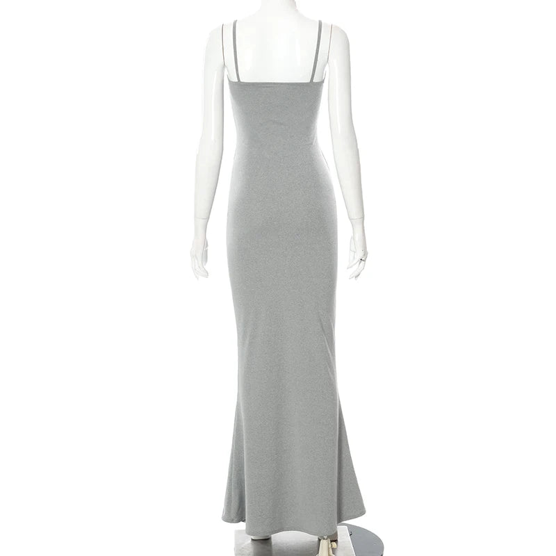 Elegant Bodycon Maxi Dress Women Summer 2024 Sleeveless Backless Sexy Outfits Party Club Sundress Black Birthday Dresses Clothes
