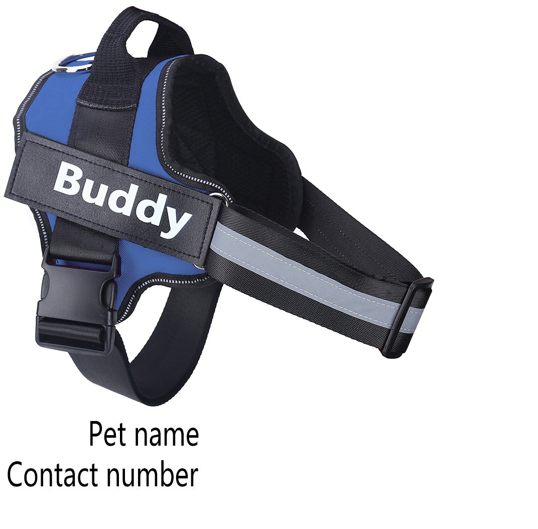 パーソナライズド犬用ハーネス NO PULL 反射素材 通気性 調節可能 ペットハーネスベスト 小型犬・大型犬用 カスタムパッチ ペット用品