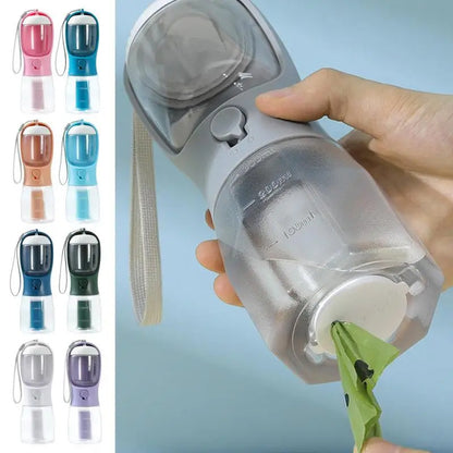 犬用ウォーターカップ 飲み物 フード ゴミ袋 3-in-1 携帯用 小型 多機能 ペットカップ ペット用品