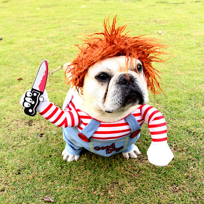 ハロウィン ペットコスチューム ペット犬用おもしろ服 調節可能な犬用コスプレ衣装 怖いコスチューム パーティー集まり用
