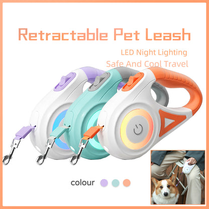 犬用リード 伸縮リード＆犬用首輪 スポットライト付き 自動 ペット用 犬・猫用 トラクションロープ 小型・中型犬向け ペット用品