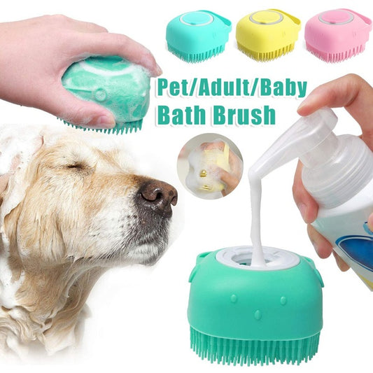 シリコン製犬用バス・マッサージグローブブラシ ペット猫用バスルーム掃除ツール コームブラシ シャンプーが注げる 犬のグルーミング用品