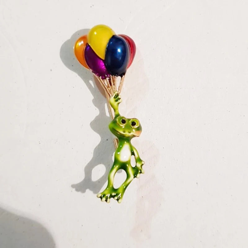 Funny Balloon Frog Brooches Animal Colorful Balloons Brooch Pins Woman Kids Party Jewelry Accessories Gifts