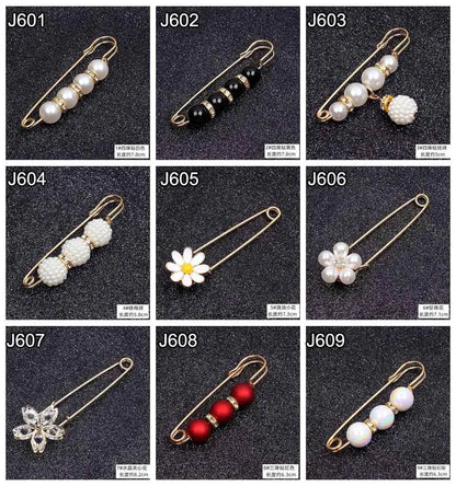 Lapel Pin Women Simulated-Pearl Pendant Pins Crystal Rhinestone Brooch For Woman Scarf Buckle Clips Hat Clothes Multipurpose Pin